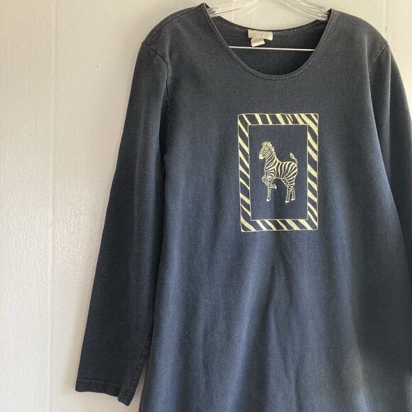 VTG 80s CITE Zebra Graphic Short Sleeve Maxi Dress in Black White Fits Sz M - Picture 5 of 10